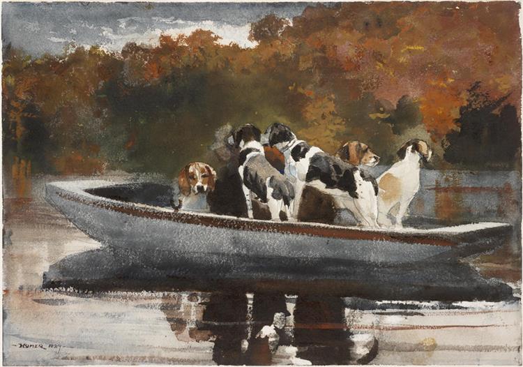 Chiens de chasse au bateau (en attente de la sortie) - 1889