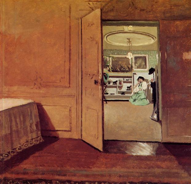 Interiør - elsker i lyset af en lampe - 1904
