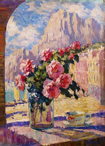 Букет цветов в окне