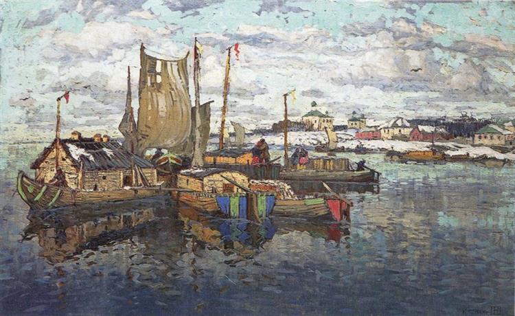 Первый снегопад в реке - 1915