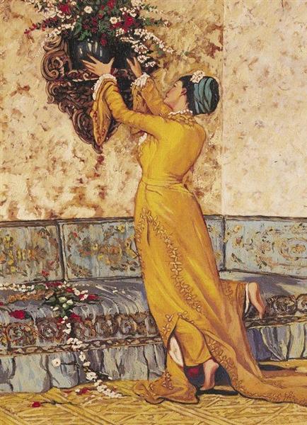 La fille qui s'intègre dans le vase