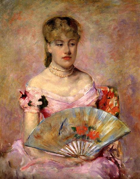 Lady avec fan (portrait d'Anne Chlotte Gaild) - 1880