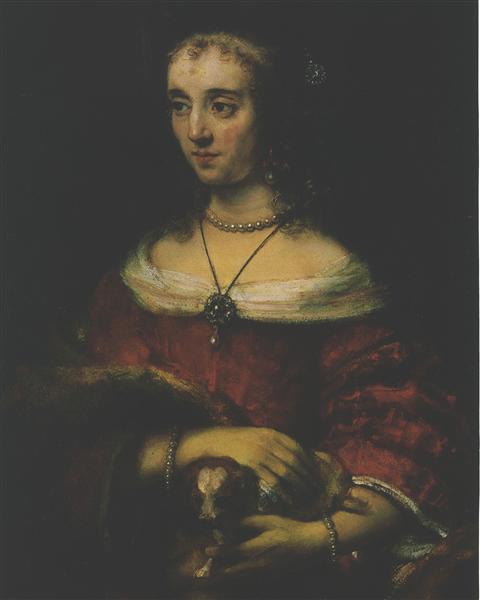 Dame avec un chien de jupe - 1665