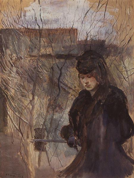 Lady med et fjederlandskab - 1897
