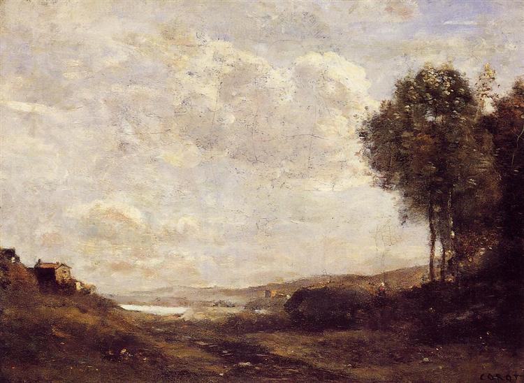 Landskab ved siden af søen - 1870