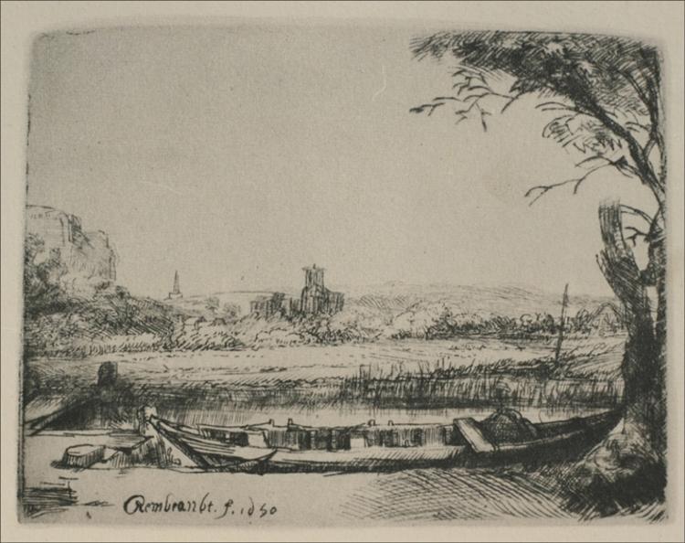 Paysage avec canal et barco Grande - 1650
