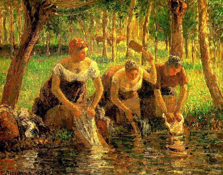 Lavanderas kvinder. Eragny-sur-Eptes-1895