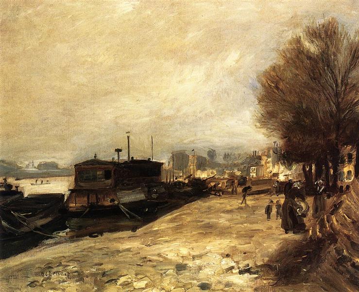 Bateau de blanchisserie au bord de la Seine - Près de Paris - 1873