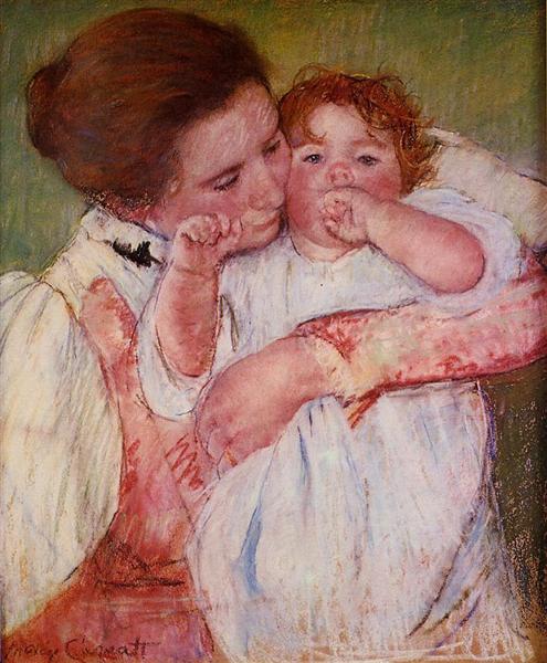La petite suce le doigt étreint par sa mère - 1897