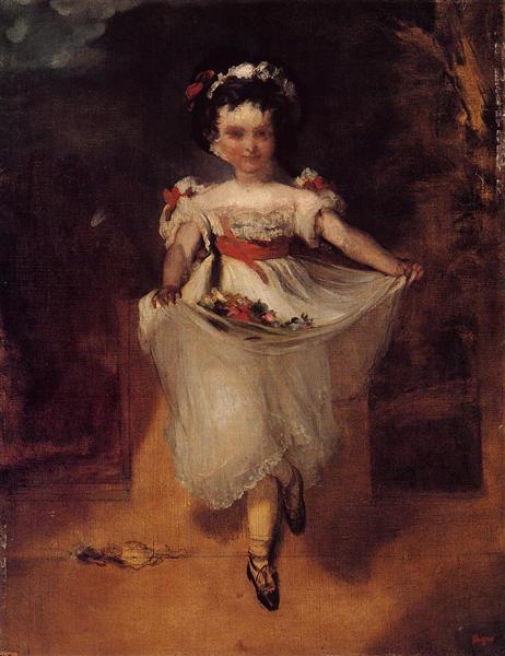 Fille chargeant des fleurs dans son tablier - 1862