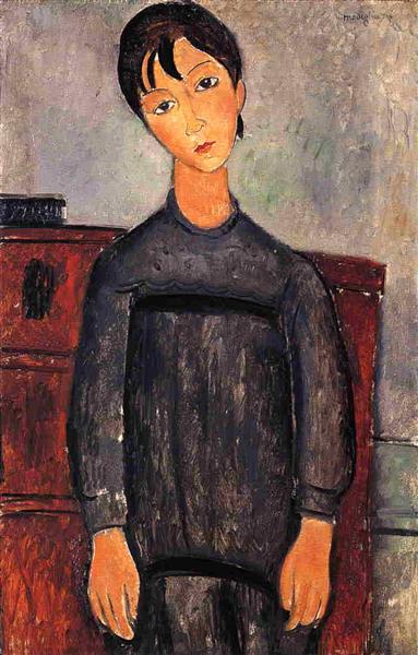 Fille avec tablier noir - 1918