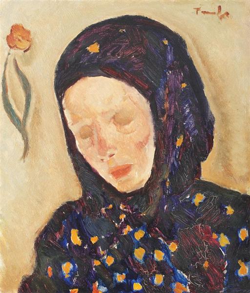 Flicka med blomma näsduk - 1925