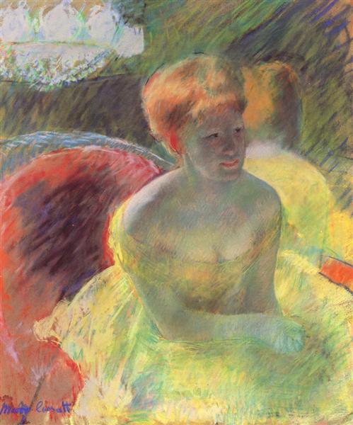 Au théâtre (Lydia Cassatt soutenu dans ses bras, assis sur une boîte) - 1880