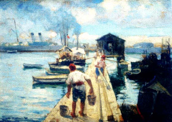 Marinlandskap i hamnen i Constanta