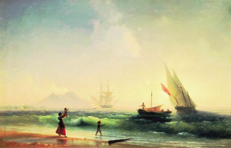 Encuentro De Pescadores En La Costa De La Bahía De Nápoles - 1842