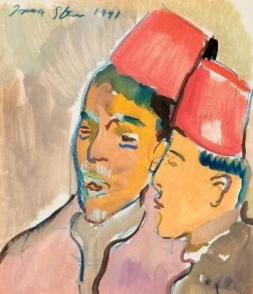 Hommes avec des fez rouges