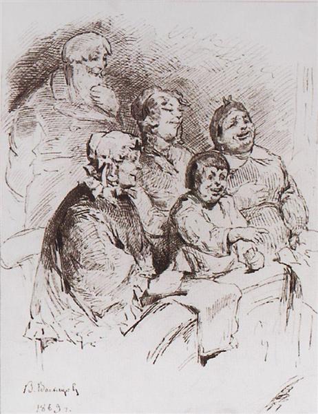 Famille des marchands au théâtre - 1869