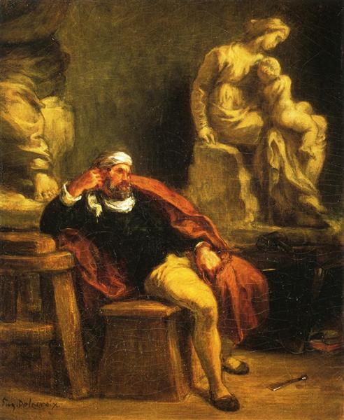 Miguel Ángel ve své studii - 1850
