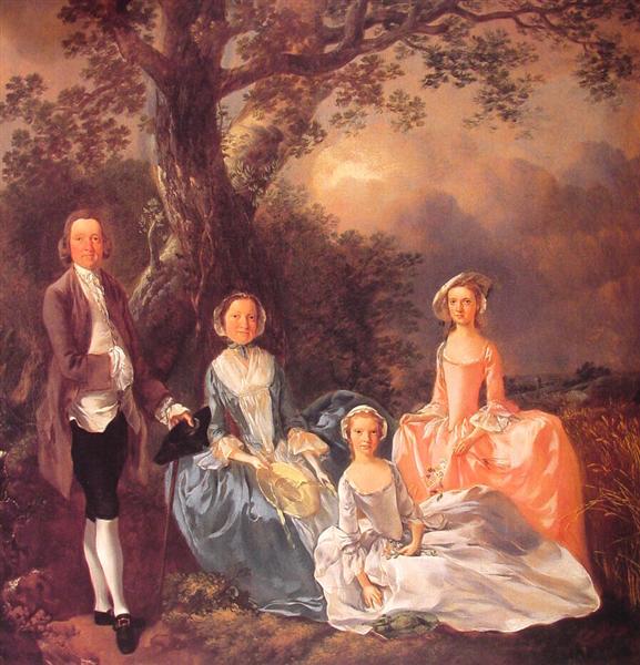 Herr och fru John Gravenor och hans döttrar - Elizabeth och Ann - 1754