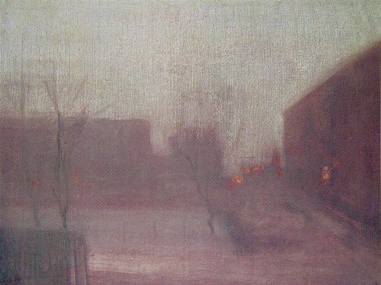 Night Trafalgar Square Chelsea Snow - 1877