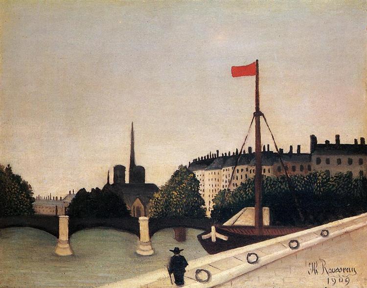 Notre dammi la vista dell'isola di Saint Louis da Quai Henri IV - 1909