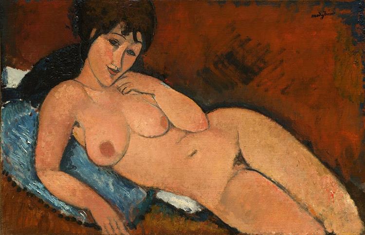 Nude pe o pernă albastră - 1917