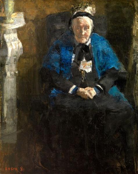 Eldste med Blue Chal (kunstnerens bestemor) - 1881