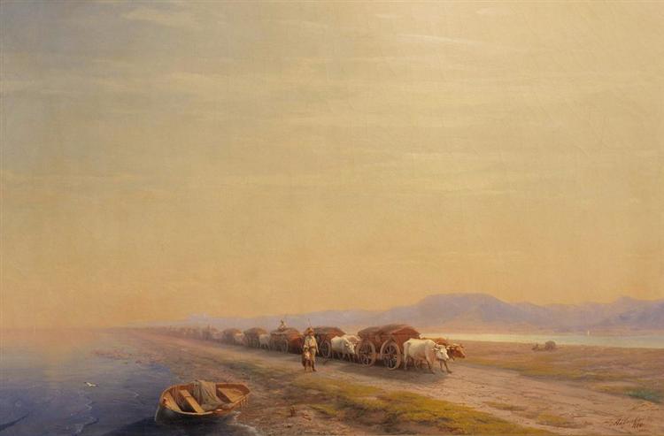 Trem de bois na costa do mar - 1860