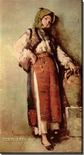 पिचर के साथ किसान महिला