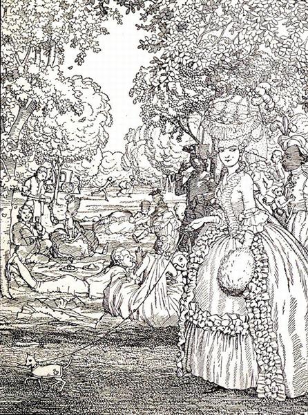 Pique-nique. Illustration pour le livre de La Marquesa - 1908