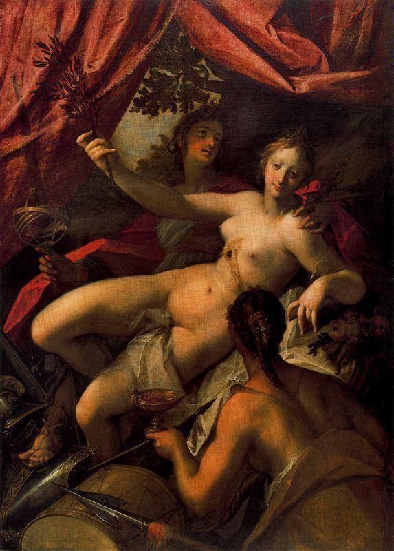 pintura Alegoría de la Paz Arte y Abundancia - Hans von Aachen