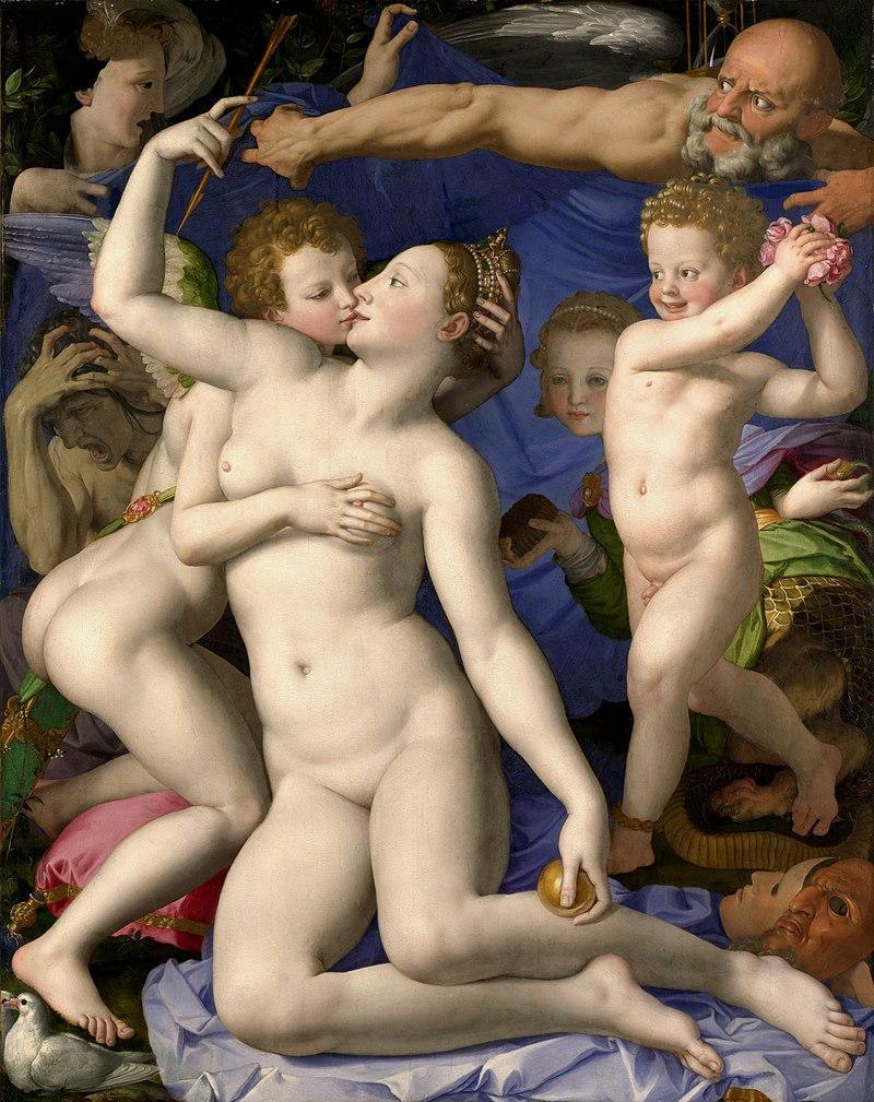 pintura Alegoría del Triunfo de Venus (Alegoría con Venus y Cupido) - Angelo Bronzino