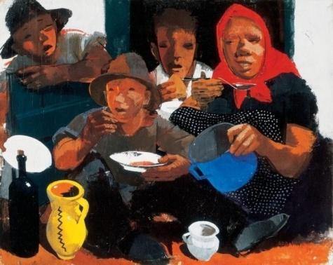 pintura Almorzando - Aba