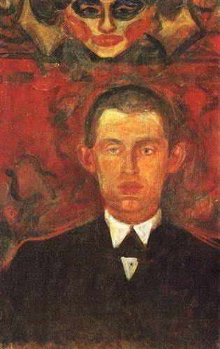 pintura Autorretrato Debajo De La Máscara De La Mujer - Edvard Munch