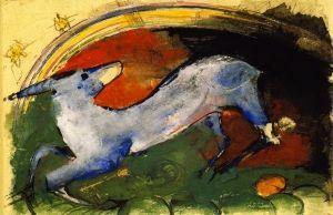 pintura Bestia Fabulosa Azulada - Franz Marc