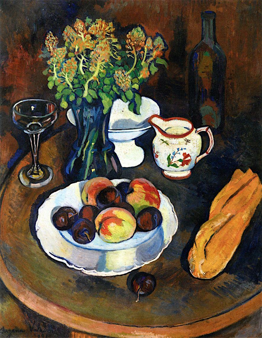 pintura Bodegón Con Flores Y Frutas - Suzanne Valadon