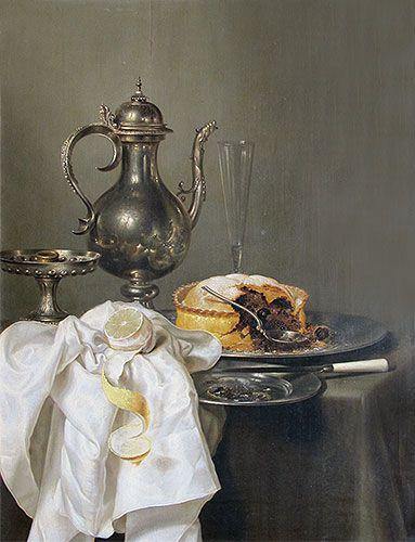 pintura Bodegón Con Jarra De Plata Y Pastel - Willem Claeszoon Heda
