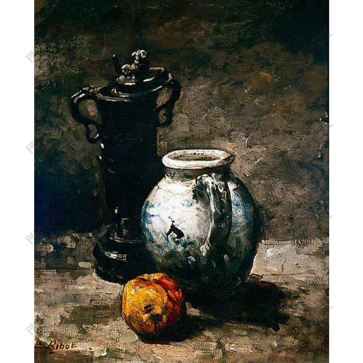 pintura Bodegón Con Jarra - Theodule Ribot
