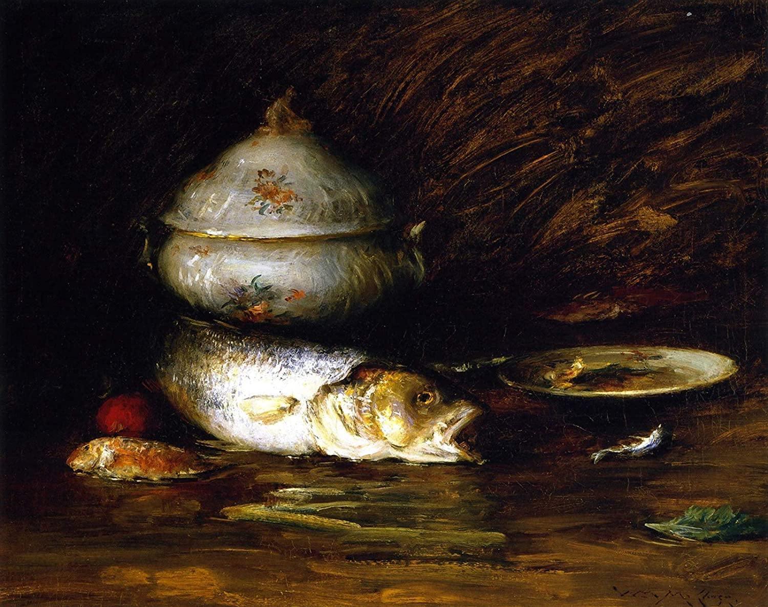 pintura Bodegón Con Pescado - William Merritt Chase