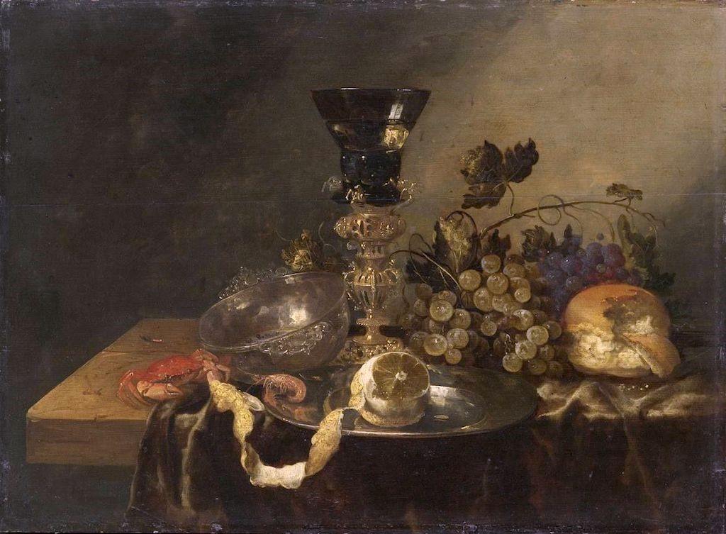 pintura Bodegón Con Tazón De Plata Y Tornillo De Vaso - Abraham Van Beijeren