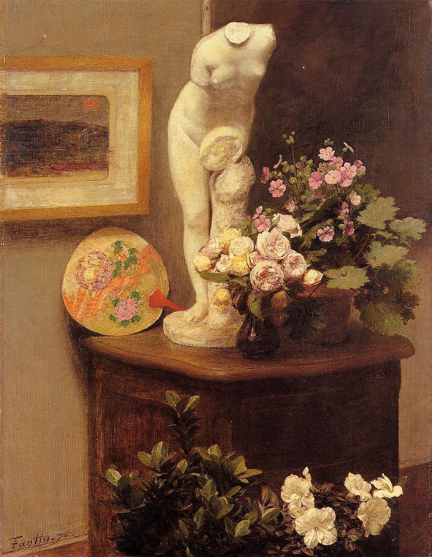 pintura Bodegón Con Torso Y Flores - Henri Fantin-Latour