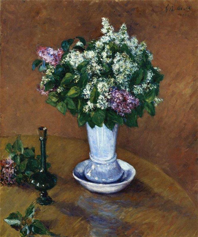 pintura Bodegón Con Un Jarrón De Lilas - Gustave Caillebotte