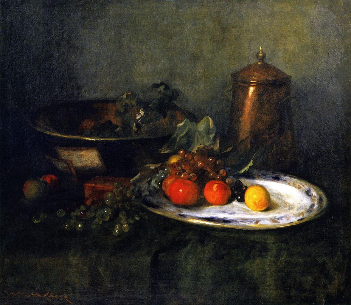 pintura Bodegón Con Urna De Cobre - William Merritt Chase