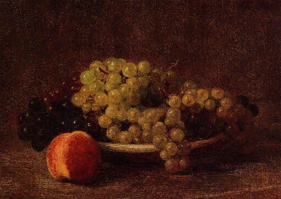 pintura Bodegón Con Uvas Y Un Melocotón - Henri Fantin-Latour
