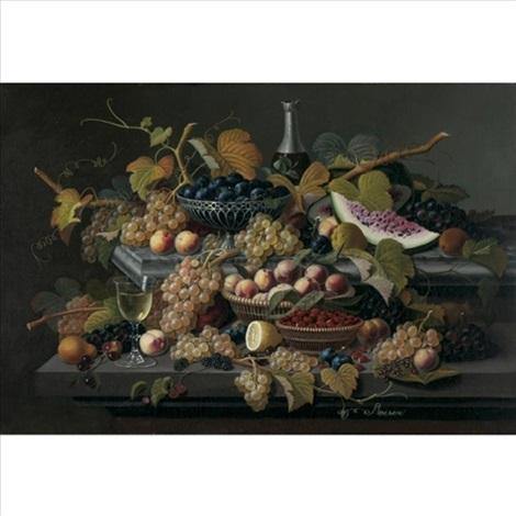 pintura Bodegón Elaborado Con Canasta De Ciruelas De Plata - Severin Roesen