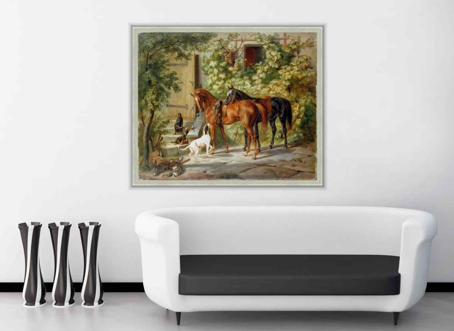 pintura Caballos En El Porche - Adam Albrecht