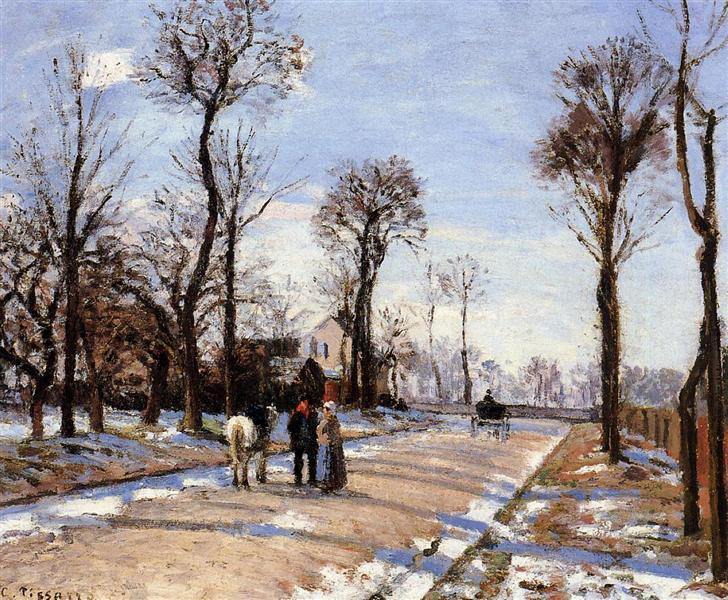 pintura Calle Invierno Luz Del Sol Y Nieve - Camille Pissarro