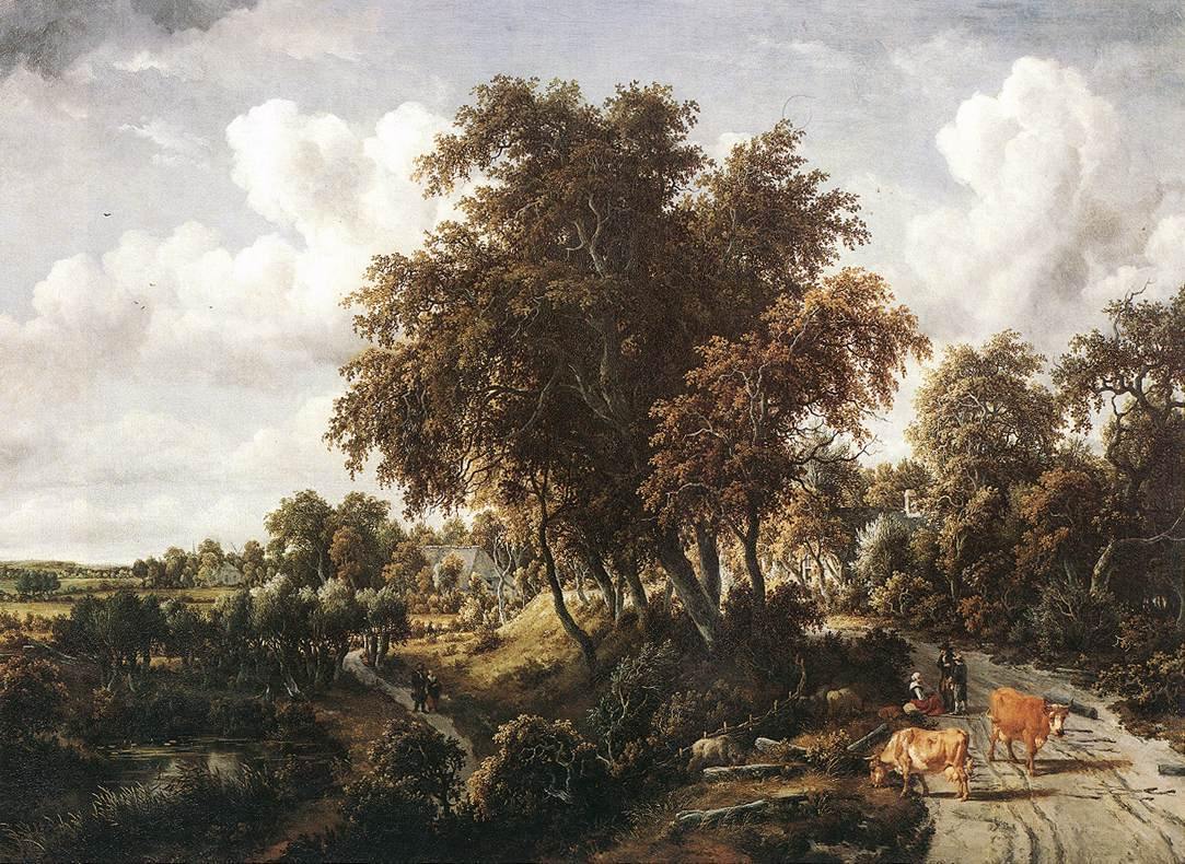 pintura Camino En Un Dique - Meindert Hobbema