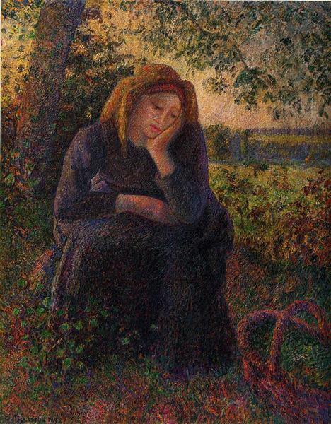 pintura Campesina Sentada - Camille Pissarro