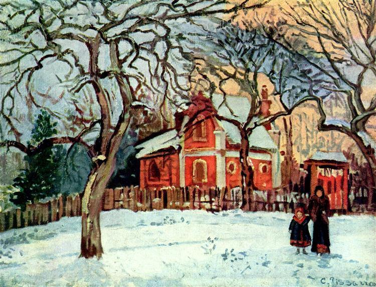 pintura Castaños, Louveciennes, Invierno - Camille Pissarro